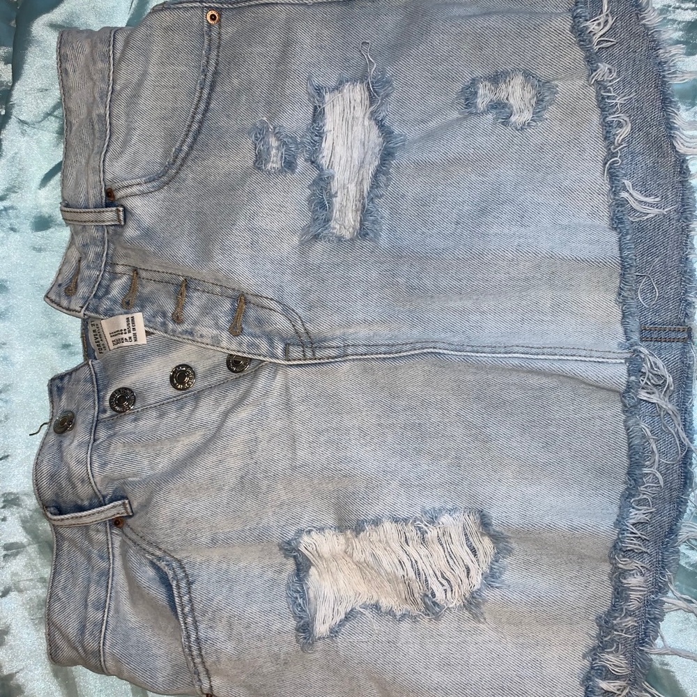 F21 Ripped jean skirt